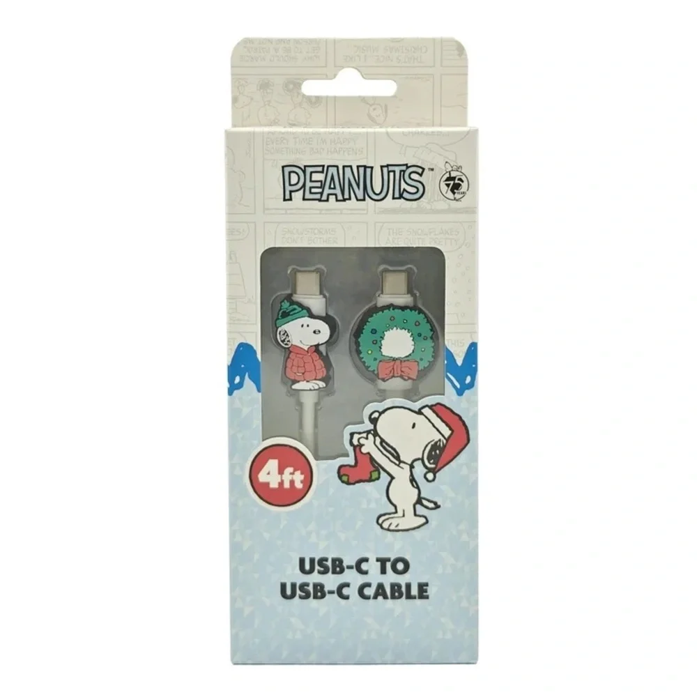 Peanuts 4' USB-C to USB-C Cable, Festive Design NIB